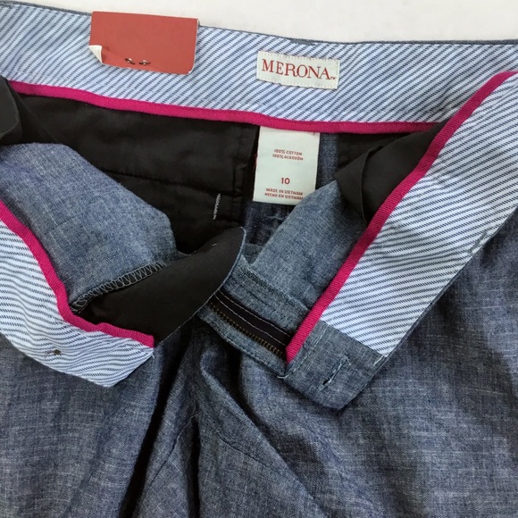 Merona 5” Blue Mid-Rise Chambray Cotton Shorts - Picture 7 of 7